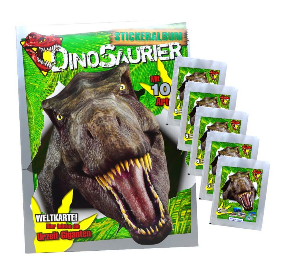 Blue Ocean Sticker Dinosaurier Sticker Kollektion 2022 - 1 Album + 5 Tüten Sammelsticker, (Set), Sammelsticker - 1 Album + 5 Tüten - Dinosaurier von Blue Ocean