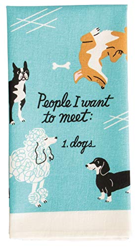 Blue Q Geschirrhandtuch "people I want to meet ... dogs" - blau Hundemotiv von Blue Q