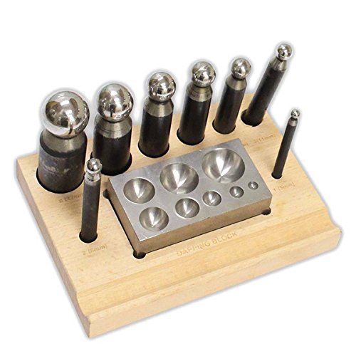Doming / Dapping Set 9 Piece 8 Dapping Punches & Dapping Block Hardened Steel by Blue Sky von Blue Sky