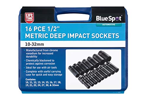 BlueSpot Tools 01550 Stecknüsse, metrisch, tief, 10-32 mm von Blue Spot Tools