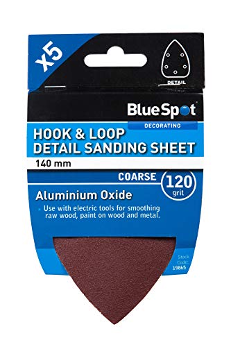 BlueSpot Tools 19865 Schleifblätter, Körnung 120, 140 mm, 5 Stück von Blue Spot Tools