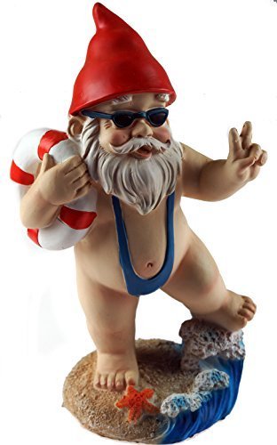 Niebieski wieloryb prezenty 15 cm Funny GNOME Garden Ornament – Mankini/Life Ring Design von Blue Whale Gifts