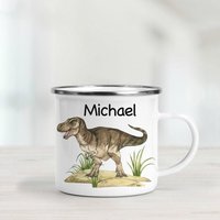 Personalisierte Dinosaurier Emaille Tasse - Tyrannosaurus Camping Becher Personalisierte Dinosaurier Emaille Tasse - Tyrannosaurus Camping Becher von BlueBoxGiftsAU