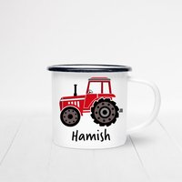 Personalisierte Traktor Emaille Tasse - Roter Camping Becher Personalisierte Traktor Emaille Tasse - Roter Camping Becher von BlueBoxGiftsAU
