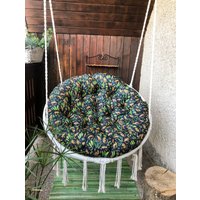 Kissen Für Macrame Hängesessel | Wasserabweisender Outdoor-stoff|Makramee-Hängeschaukelkissen| Überfülltes Dickes Rundes von BlueBrushGifts