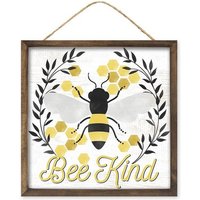 10 "Quadrat Weiß, Schwarz Und Gelb Be Kind/Bee Schild - Ap8766 von BlueCottonDesigns
