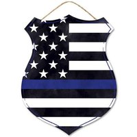 12 "H X 9, 5" B Schwarz, Weiß Und Königsblau Flagge Polizei Abzeichen Form Schild - Ap7124 von BlueCottonDesigns