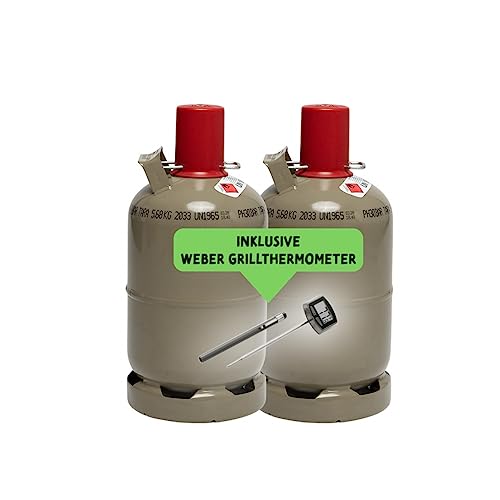 Bluecraft 2X 5 kg Eigentum Propan Gasflasche ungefüllt inklusive Weber Grillthermometer von Bluecraft