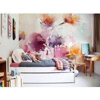 Bunte Blumenmalerei, Wiederablösbare Tapete, Pastell Wandbild, Wandverkleidung, Schälen Und Aufkleben, Wandtattoo, Natur, Blumentapete, Blumen #17 von BlueDecorHome