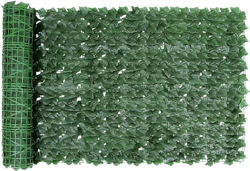 Künstlicher Efeu Sichtschutzzaun, 3m x 1m Künstliche Hecke Sichtschutz, Balkon Sichtschutz Efeu, Erweiterbarer Sichtschutz zaun Blätter, UV-Verblassungsschutz für Balkon, Garten, Sichtschutz von BlueEour