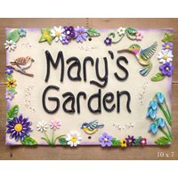 Personalisiertes Gartenschild Geschenk Keramik, Kolibri Design Personalisiertes Gartenschild Geschenk Keramik, Kolibri Design von BlueFishStudiosShop