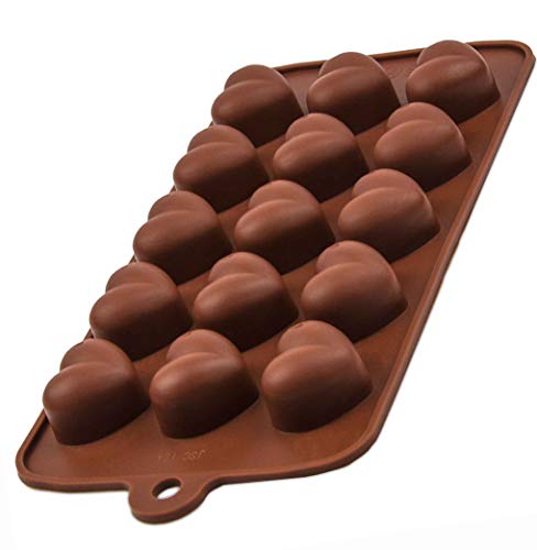 BlueFox Silikonform 15 Herzchen, Pralineform, Eiswürfelform, Schokoladenform, Süßigkeiten Deko Förmchen Bonbon Chocolate Fondantform Ice Cube Mould Eiswürfelform Silicone, Farbe: Braun von BlueFox