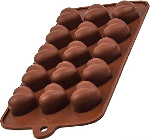 BlueFox Silikonform 15 Herzchen, Pralineform, Eiswürfelform, Schokoladenform, Süßigkeiten Deko Förmchen Bonbon Chocolate Fondantform Ice Cube Mould Eiswürfelform Silicone, Farbe: Braun von BlueFox