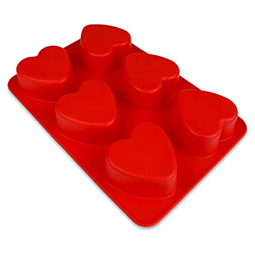 Muffinform mit Herzen - 27 x 18,5 x 3,5 cm - Backform - Silikonform - Backform Weihnachten, Liebe - Silikonherzbackform - Cupcakeform - Kleine Kuchenform in 3D - Rot von BlueFox
