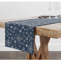 Blauer Tischläufer Für Esstisch, Blaue Bettwäsche Küche Tisch Dekor, Hochzeitsgeschenk Paar Einzigartig, Party & Hochzeit Tischläufer von BlueHavenDecor