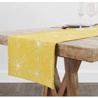 Gelb-Weißer Abstrakter Blumen-Esszimmer-Tischläufer, Brautparty, Hochzeitsfeier Und Frühlings-Ostern-Dekor, Großauftrags-Bestellungen Gelb-Weißer Abstrakter Blumen-Esszimmer-Tischläufer, Brautparty, Hochzeitsfeier Und Frühlings-Ostern-Dekor, Großauftrags-Bestellungen von BlueHavenDecor