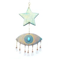 Glücksauge Wandbehang Kristall Charm Evil Eye Türkis Opalit Sterne Celestial Decor von BlueMoonTrinketShop
