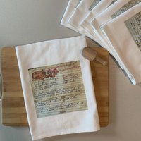 10 Geschirrtücher Nach Eigenem Rezept Handgeschriebenes Familienrezept/Baumwoll-Mehlsack von BlueMountainBags