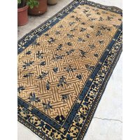 10 X 20 cm Antiker Khotan Teppich #689/Kleiner Vintage Läufer von BlueParakeetRugs