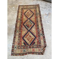 Kleiner Handgewebter Teppich I 100x200 Wollteppich Vintage Stil Für Wohnzimmer Traditioneller Mid Century Wohnkultur von BlueParakeetRugs