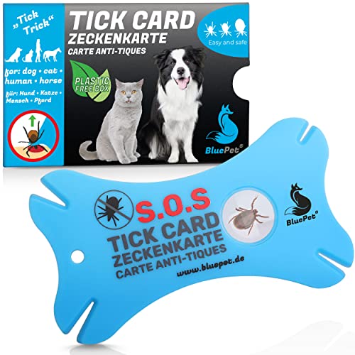 BluePet Zeckenkarte mit Lupe im Scheckkartenformat I Zeckenentferner zur Entfernung von Zecken & Nymphia bei Mensch und Tier I Tick Card als erste Hilfe für Hund, Katze & Mensch im Haus von BluePet
