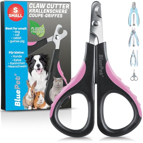 BluePet Mini Krallenschere für Katzen, Hunde, Kanninchen & Welpen I Einfach & Sicher bei eng sitzende Katzenkrallen I Kleiner Krallenschneider & Nagelschere I Nagelschneider + Krallenpflege Tier von BluePet