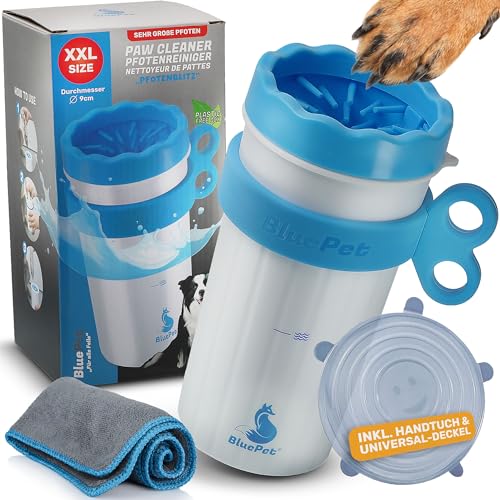 BluePet Pfotenreiniger für Hunde zum Entfernen von Dreck & Schmutz von Hundepfoten I Inkl. Mikrofaser-Handtuch I PfotenBlitz Größe XXL von BluePet