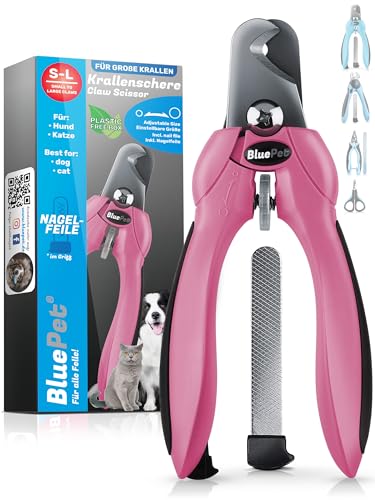 BluePet Profi Krallenschere für Hunde & Katzen I Extra Starker & Scharfer Krallenschneider für Harte Krallen I Einstellbare Krallenzange auf alle Krallendurchmesser + Feile im Griff - Krallenpflege BluePet Profi Krallenschere für Hunde & Katzen I Extra Starker & Scharfer Krallenschneider für Harte Krallen I Einstellbare Krallenzange auf alle Krallendurchmesser + Feile im Griff - Krallenpflege von BluePet