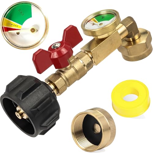 BlueStars [2025 Updated Propan Refill Adapter for 0.5 kg Tanks, Propan Adapter 9.1 kg to 0.5 kg Converter with Gauge & Valve - QCC1/Type1 Propan Refilling 90-Degree Elbow Adapter 2.3-9.1 kg Propan von BlueStars