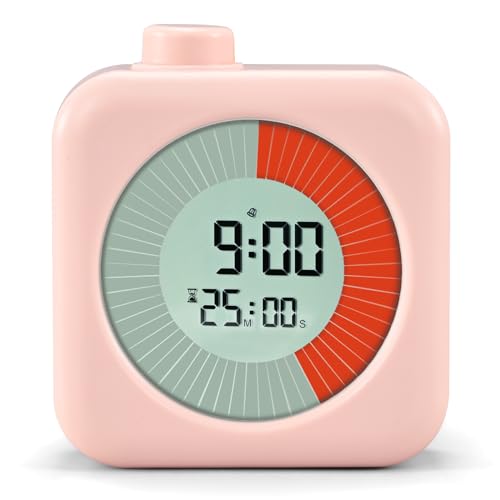 BlueSwan Visueller Timer Digital, 3 in 1 mit Timer, Uhr und Alarmfunktion, 60-Minuten Countdown-Timer für Kinder, für Zuhause, Küche, Badezimmer, Toilette, Schule, Rosa von BlueSwan