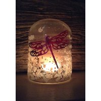 Glas Libellen Kerzenhalter/Schild Bei Nacht Und Sonnenfänger Tag von BlueTreeDesignsUK