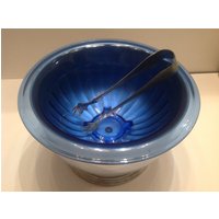 Haselnuss Kobalt Ritz Blue Eisschale Chrom Ständer Mit Krallenzange, Deko 8 3/4" Dia von BlueWillowAntiqueATL