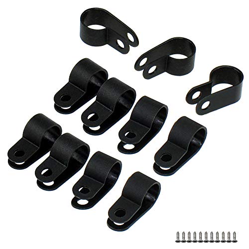 BlueXP Kabelschellen 100 Packung Kabel Clips Nylon Drop Draht Halter mit Schrauben Montagehalterung Clips Büro Haus Kabelhalter Kordel Management Organizer Klemme Schwarz von BlueXP