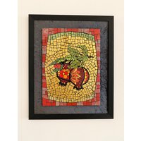 Handgefertigtes Mosaik Arbeits Bild, Kunst Gold Rot Keramik Und Glasmosaik Granatäpfel von Bluebellart22