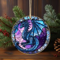 2024 Drachen Jahr Weihnachten Keramik Verzierung, Fantasie, Glasmalerei Ästhetik, Weihnachten, Neujahr Tier, Verzierung Geschenk von BluebirdMuseBoutique