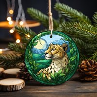 Keramik Gepard Ornament Familie Weihnachtsgeschenk Dekor Maximalismus Dschungel-Liebhaber Weihnachtsverzierung Neujahr Geschenk Leichter von BluebirdMuseBoutique