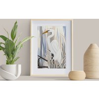 Weißer Reiher Giclée Druck, Weißer Vogel Kunstdruck Auf Archivpapier, Qualität Archival Art Print, Louisiana Bird, Strand Wandkunst von BluebirdRevivalArt