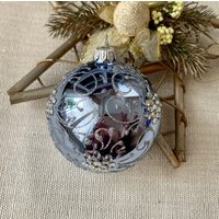 Blauer Christbaumkugelschmuck, Handbemalte Weihnachtskugeln, Weihnachtsschmuck von BluebirdbyRobin