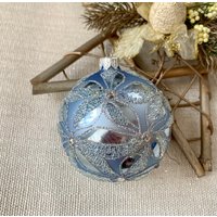 Blauer Christbaumkugelschmuck, Handbemalte Weihnachtskugeln, Weihnachtsschmuck von BluebirdbyRobin