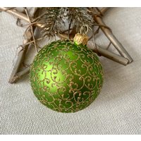 Grüne Weihnachtskugel, Handbemalte Weihnachtskugeln, Handarbeit von BluebirdbyRobin