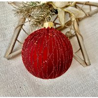 Roter Christbaumkugelschmuck, Handbemalte Weihnachtskugeln, Handarbeit von BluebirdbyRobin