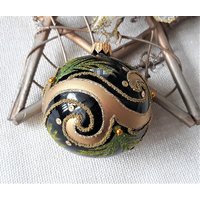 Schwarzer Christbaumkugelschmuck, Handbemalte Weihnachtsdekoration, Weihnachtskugelschmuck, Weihnachtsschmuck, Handgefertigt von BluebirdbyRobin