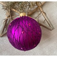 Violetter Christbaumkugelschmuck, Handbemalte Weihnachtskugeln, Weihnachtsschmuck von BluebirdbyRobin