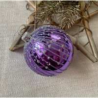 Violetter Christbaumkugelschmuck, Handbemalte Weihnachtskugeln, Weihnachtsschmuck von BluebirdbyRobin