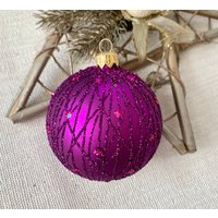 Violetter Christbaumkugelschmuck, Handbemalte Weihnachtskugeln, Weihnachtsschmuck von BluebirdbyRobin