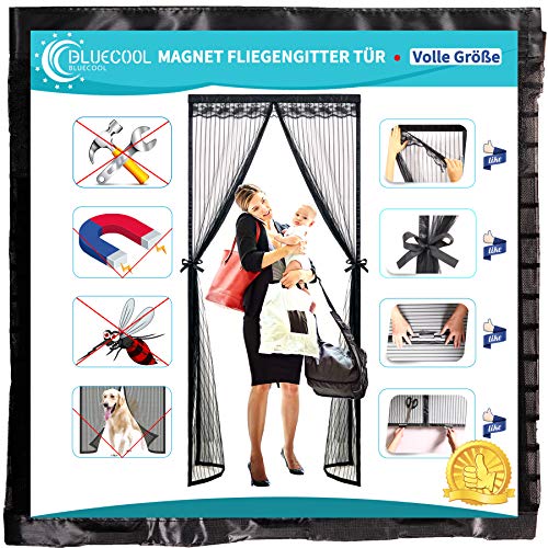 Bluecool Magnet Fliegengitter TüR 75x215cm Fliegengitter TüR Insektenschutz Stummschaltung für BalkontüR SchiebetüR Belastbarkeit,Schwarz von Bluecool