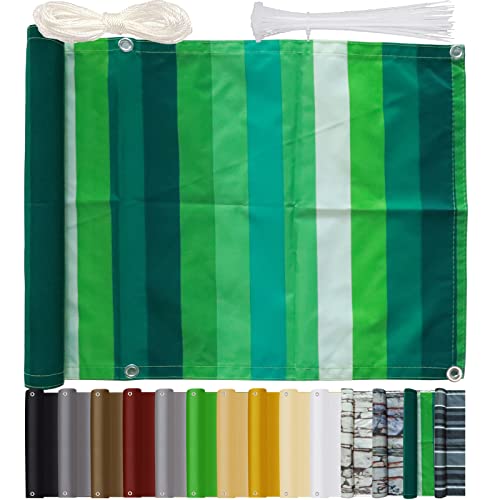 Sichtschutz Balkon Balkonbespannung 80x600cm Blickdichte Wind- Und Uv-Schutz Wetterfest Balkonverkleidung mit Ösen Nylon Kabelbinder und Seil für Balkongeländer & Garten, BB von Bluecool