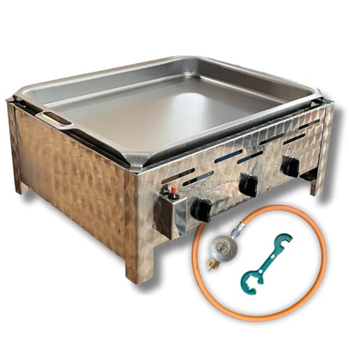 Edelstahl Gastrobräter 3-flammig mit Pfanne – Made in Germany | inkl. Gasschlauch, Druckminderer & Gasflaschenschlüssel | Gasbräter | Gastro Gasgrill | Camping-Tischgasgrill | für Outdoor-Küche Edelstahl Gastrobräter 3-flammig mit Pfanne – Made in Germany | inkl. Gasschlauch, Druckminderer & Gasflaschenschlüssel | Gasbräter | Gastro Gasgrill | Camping-Tischgasgrill | für Outdoor-Küche von Bluecraft