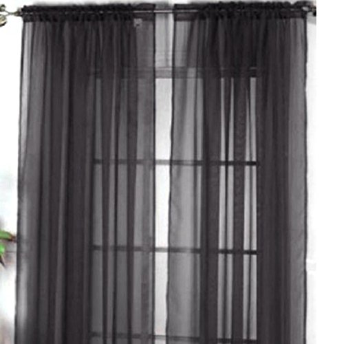 Bluelans® Gewebter Gardinenschal, Vorhang, einfarbig, 100 cm x 200 cm, Textil, schwarz, 100cm x 200cm von Bluelans