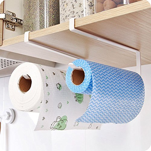 Bluelans® Papier Handtuchhalter Spender unter Schrank Papier Rolle Topmodisch) Rack ohne Bohren für Küche Badezimmer, Weiß, 1 Stück von Bluelans